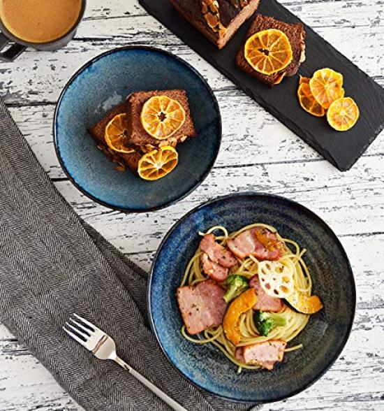 Столовые приборы East Pasta Plate Salad Bowl 2 total kiln deep curry deep soup салат тарелка средняя сервировочная для 2 и каждого, набор из 4 предметов, синий, тарелка, тарелка, миска,