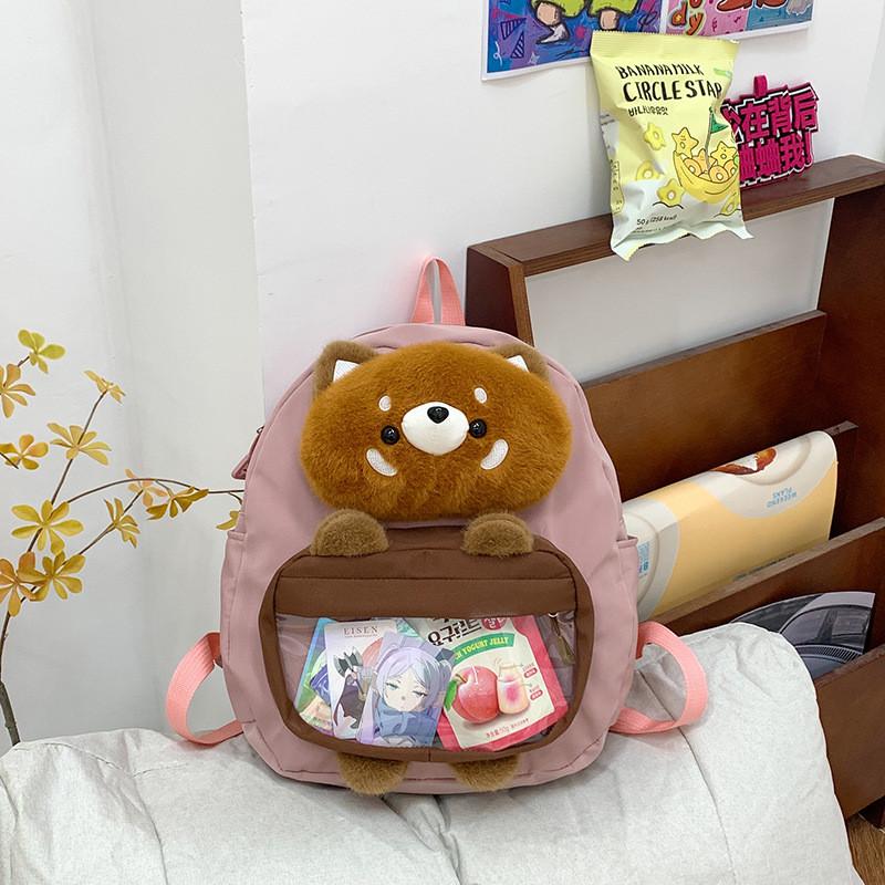 Raccoon Plush Little Cartoon Backpack With Large Capacity For Use Students