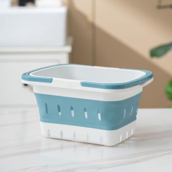 Storage Basket Portable Folding Plastic Bath Caddy with Handle Large Capacity Strong Load-bearing Travel Bathroom Organizer