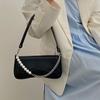 New Niche Shoulder Bags Advanced Women's Korean Style Black Pearl Chain Axillary Bags Fashion Trend Leisure Handheld Bags