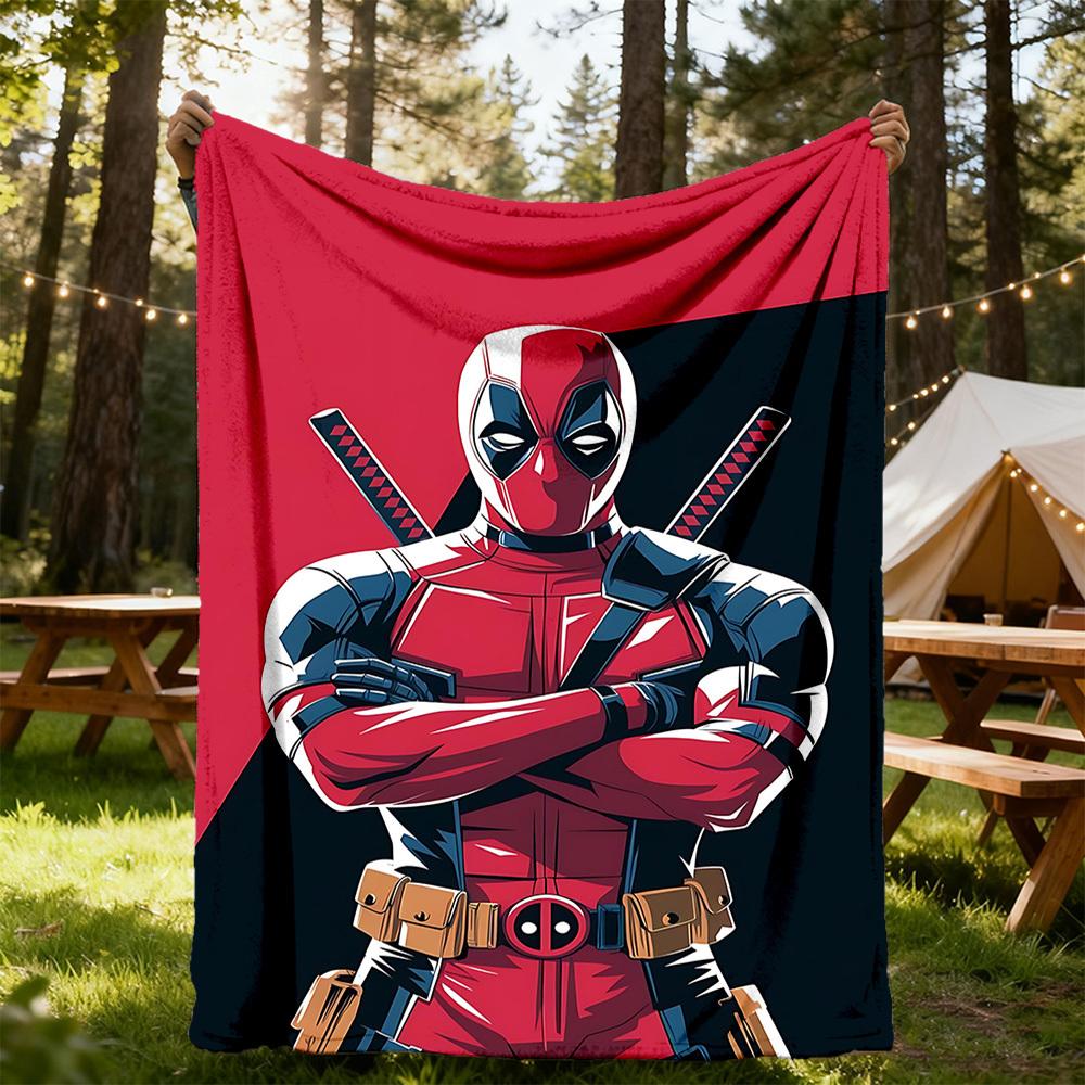 1pc Deadpool Comics Outdoor Blanket Lightweight Flannel, Soft & Warm, All-Season Use for Sofa, Outdoor, Camping, Living Room, Office016