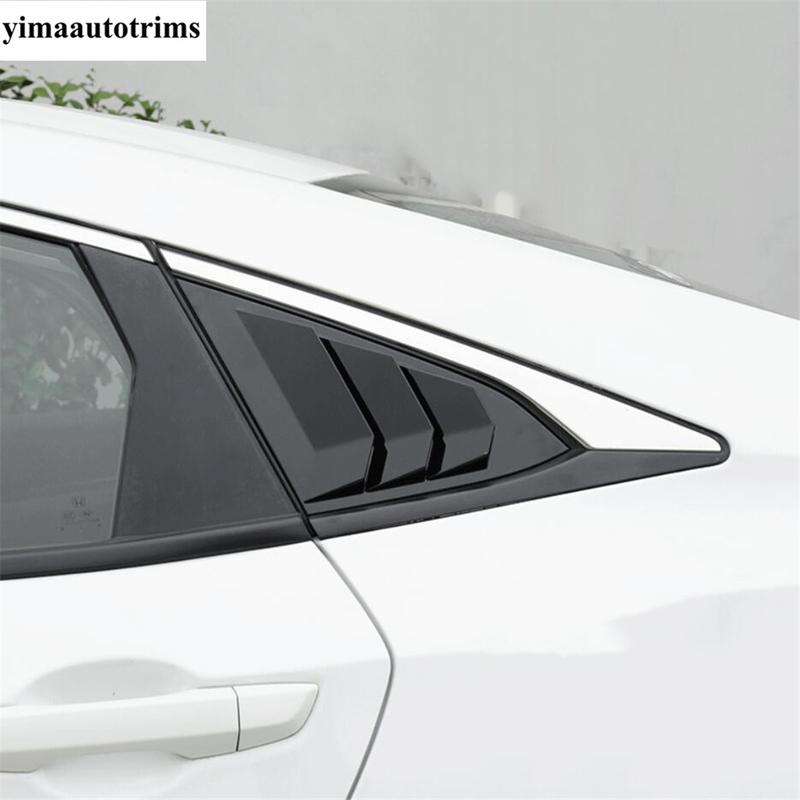 Rear Side Window Louvers Shutters Sunshade Air Panel Cover Trim For Honda Civic 2016 - ABS Carbon Fiber / Black Accessories