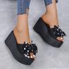 Fashion Women Shoes 2024 Summer Platform Women's Bowknot Sandals Casual Slope Heel Slippers Thick Bottom Open Toe Outdoor Beach Shoes
