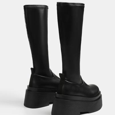 Эластичные сапоги Женские длинные сапоги Маленькие рыцарские сапоги Узкие и высокие На толстой подошве Увеличивающие рост Длинные сапоги Высокие сапоги Узкие сапоги Женские