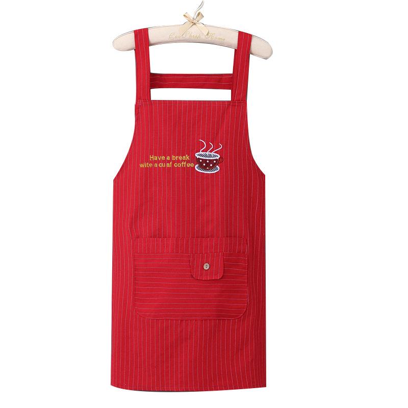 Милый хлопковый кухонный фартук, бытовой маслостойкий фартук для мытья рук с большим карманом, женские аксессуары для выпечки, барбекю