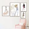 Современное модное платье для девочек, сумка, настенное искусство, скандинавская картина на холсте, домашние постеры, принты, настенные панно в Париже для декора гостиной