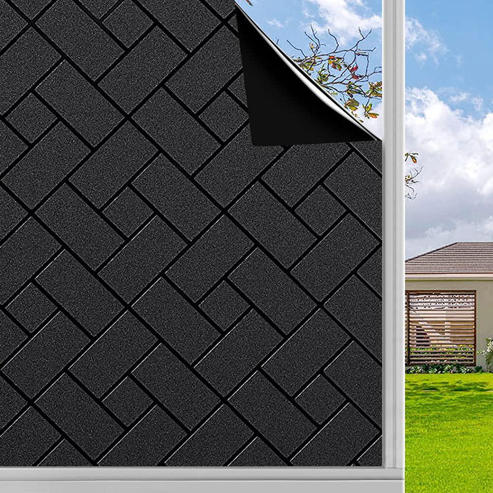 Статическая пленка для окон, полностью затемняющая, 100% блокирует свет, без клея, черная тонировка для окон для затемнения домашней комнаты