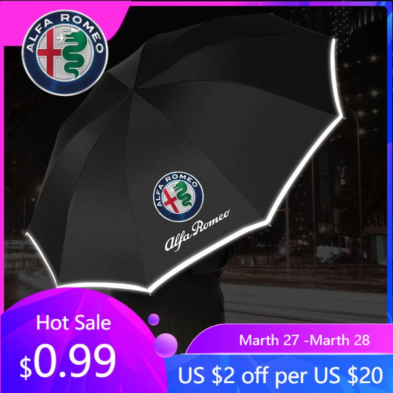 For Alfa Romeo Car Automatic Umbrella with LED Flashlight Reflective Stripe For Alfa Romeo giulietta 159 mito giulia stelvio 147DL8