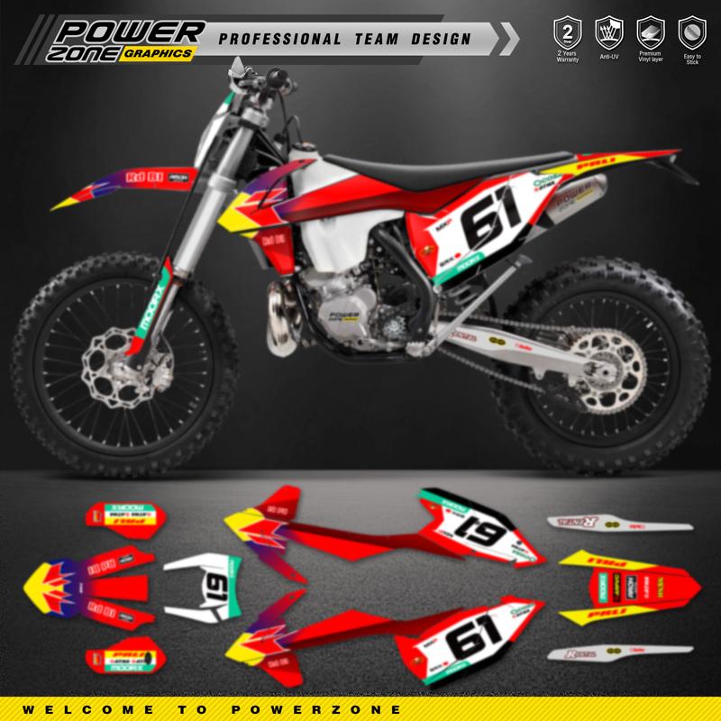 PowerZone Индивидуальные командные графические фоны Наклейки Комплект Для KTM SX SXF MX 16-18 EXC XCW Enduro 17-19 125-500 куб.см 119