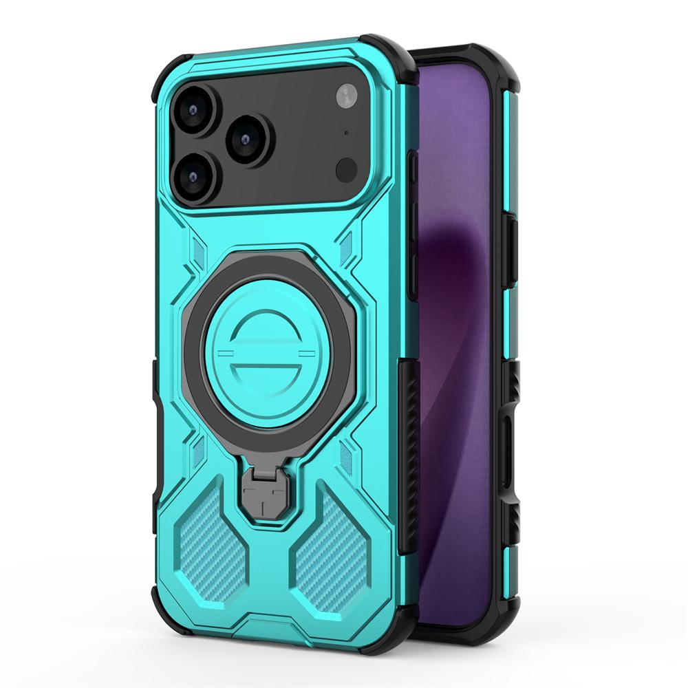 Magnetic For MagSafe Case For iPhone 17 16 15 Pro Max Plus Heavy Duty Shock Absorption Body Protective Rotatable Kickstan