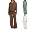 Women's Summer 2 Piece Outfits Top Long Pant Sets Casual Tracksuit Wear Long-sleeved Shorts Suit