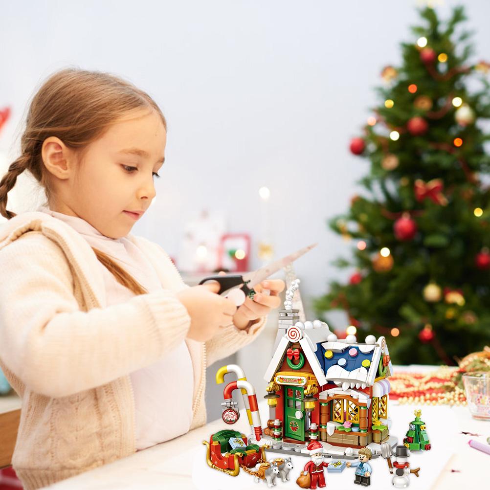 Christmas House Tree Santa Claus Snowman Mini Building Block Children"s Educational Toys Christmas