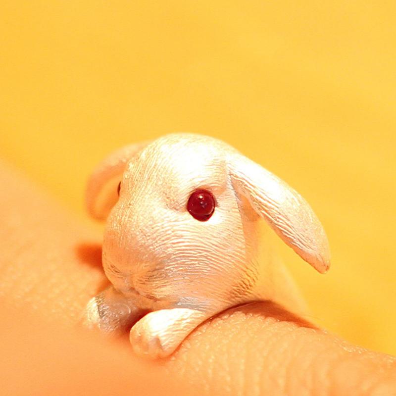 Vintage Cute Rabbit Animal Ring Men Open Adjustable Metal Punk Fashion Rabbit Ear Shape Zircon Rings For Women 2026 New Jewelry