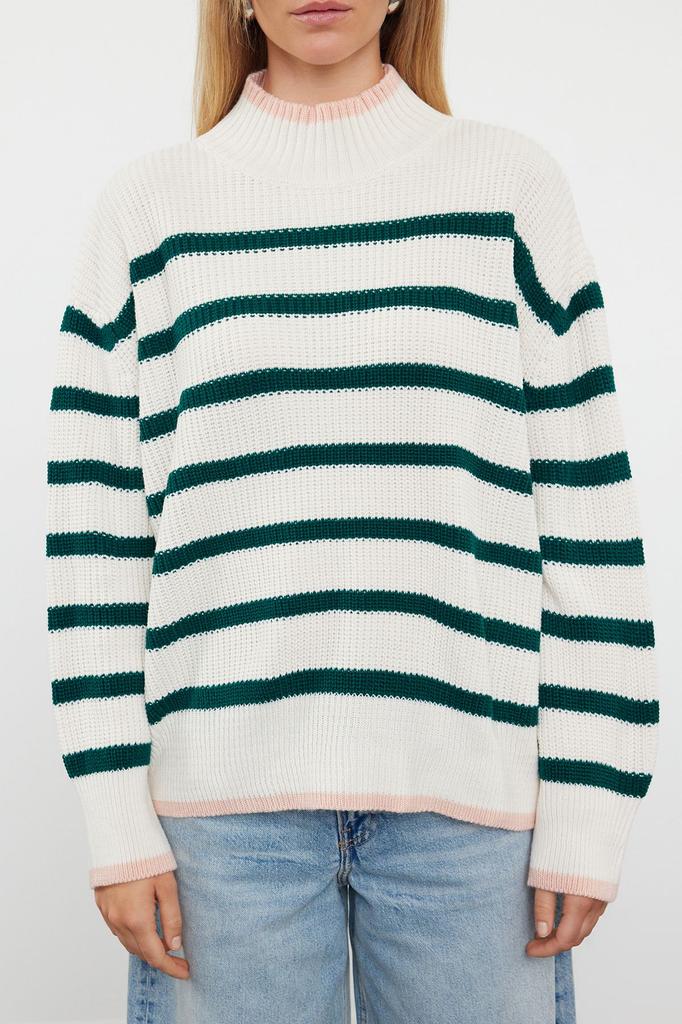 Women's Fashionable Stylish Sweater Black Wide Pattern Striped Knitwear Sweater