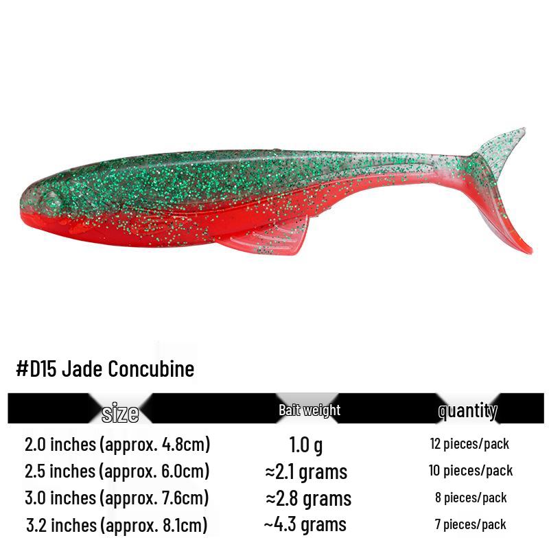Плавающая мягкая приманка с Т-образным хвостом и крючком свинцовой головкой для оснастки на окуня и мандаринку