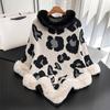 Women's New Fall and Winter Leopard Print Loose Pullover Knitted Shawl Hair Collar Warm Lightweight and Comfortable Cape