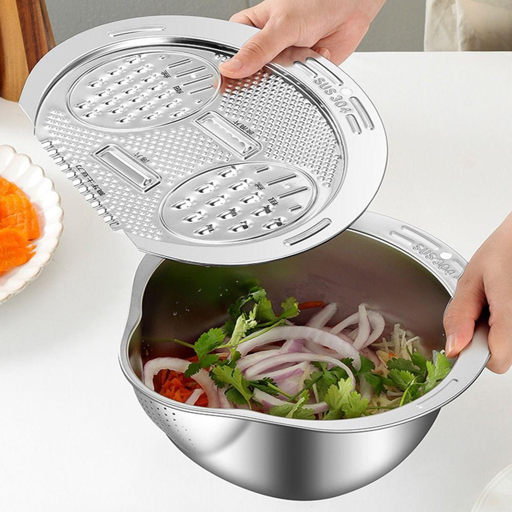 Reusable Vegetable Slicer Grater Rust-proof Strainer Bowl Set Cooking Preparation