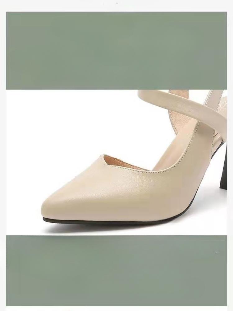 Fashion Women Fashion Heels Sandals 2025 Summer Pointe Elegant Medium Heel Shoes for Women Mom Elastic Band Height Increase Sandals