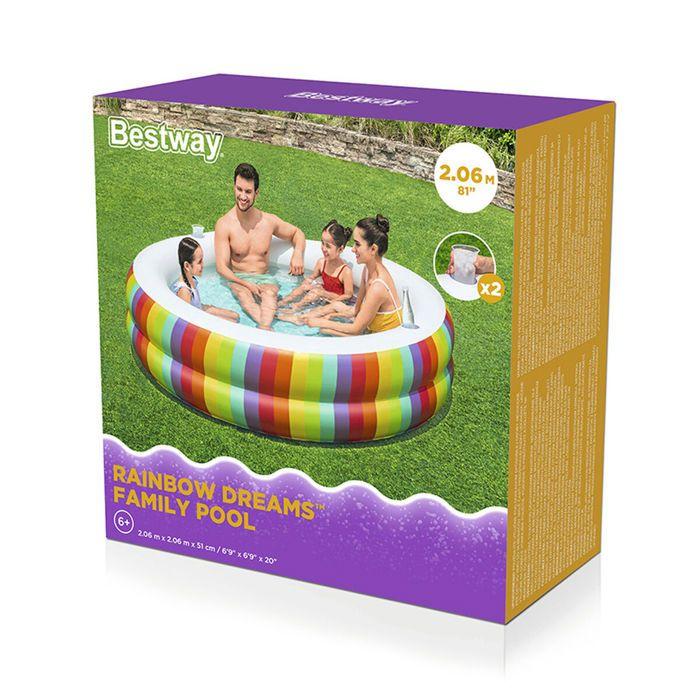 Bestway Inflatable Kids Paddling Pool 206 X 206 X 51 Cm Rainbow