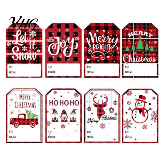 Holiday Craft Stickers Christmas Thank You Stickers, Red And Black Plaid Print Decorative Labels, Gift Box Seals Festive Supplies with Writing