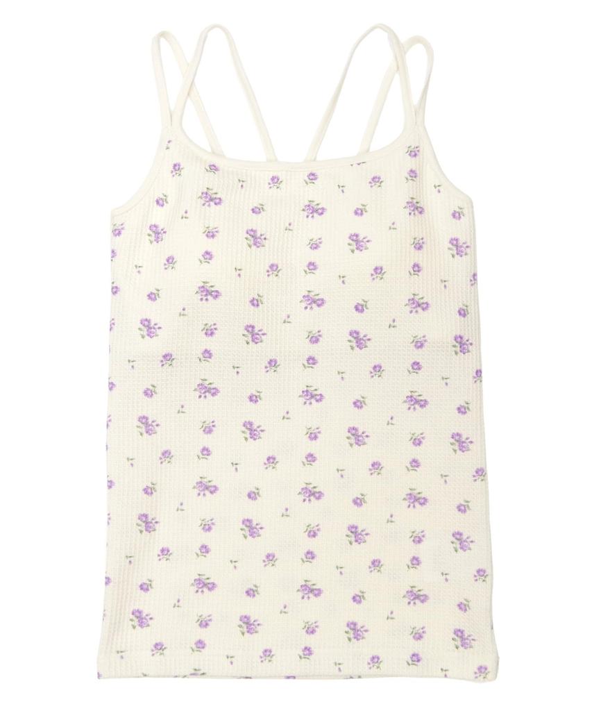 Пижамный комплект с вафельным цветочным узором и шортами на бретелях с оборками, комплект из 3 предметов, лавандовый [JE Morgan] и