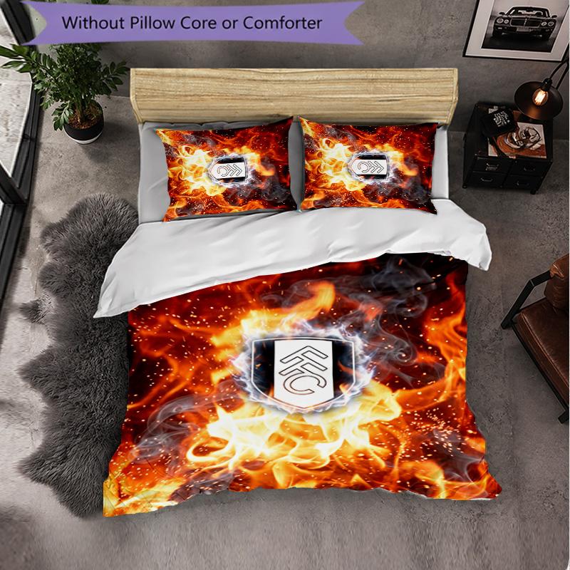 Fulham Football 3 Piece Bedding Set Soft Duvet Cover Set with Pillowcases Printed Bedroom Decor Set for Home