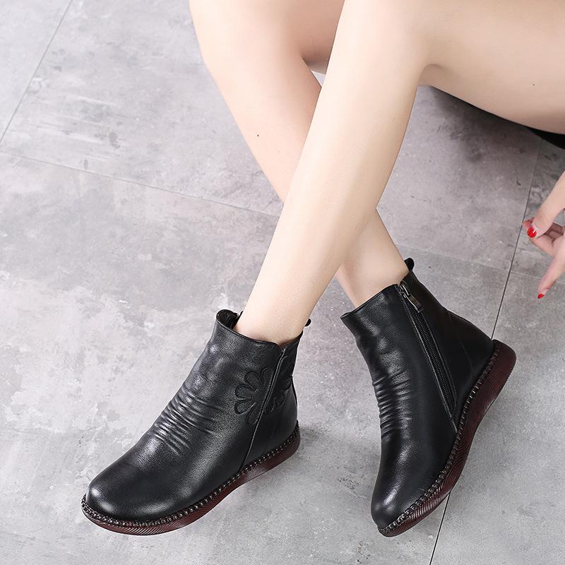 Модная женская обувь GKTINOO из натуральной кожи 2025 Зима Натуральная шерсть Мех Натуральная кожа Женские зимние ботинки большого размера Женская зимняя обувь