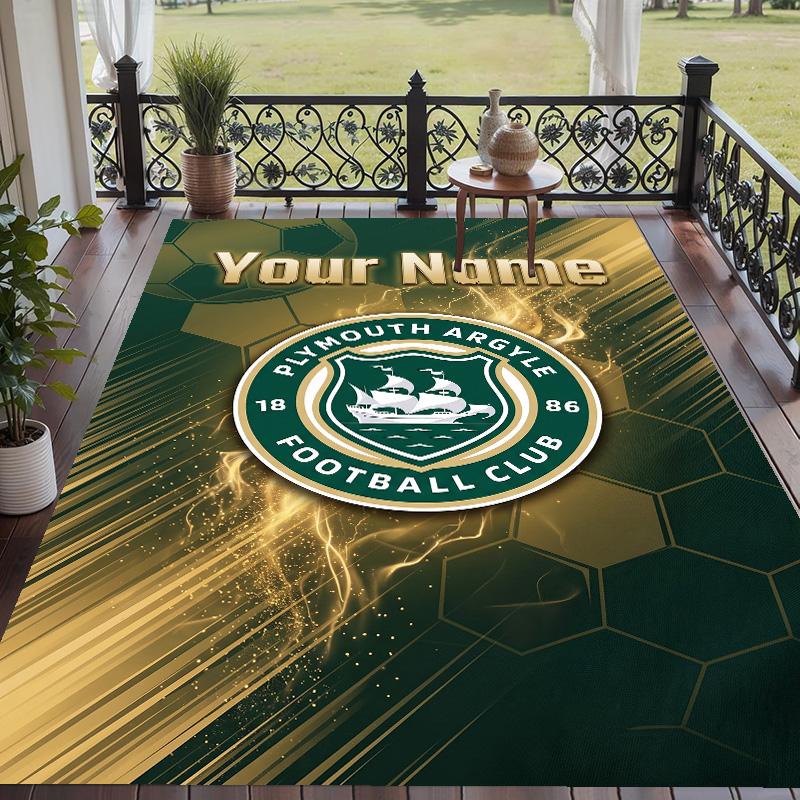 Custom Text Printed Rug Plymouth Argyle FC Non Slip Floor Carpet For Home Room Decor