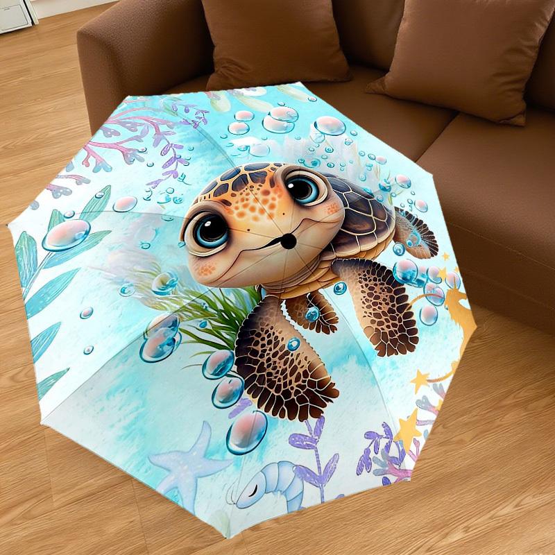 1PC turtle ocean Umbrella-8-Rib Reinforced Portable Folding Travel Suitable for All Seasons Outdoor Daily Use -J0350