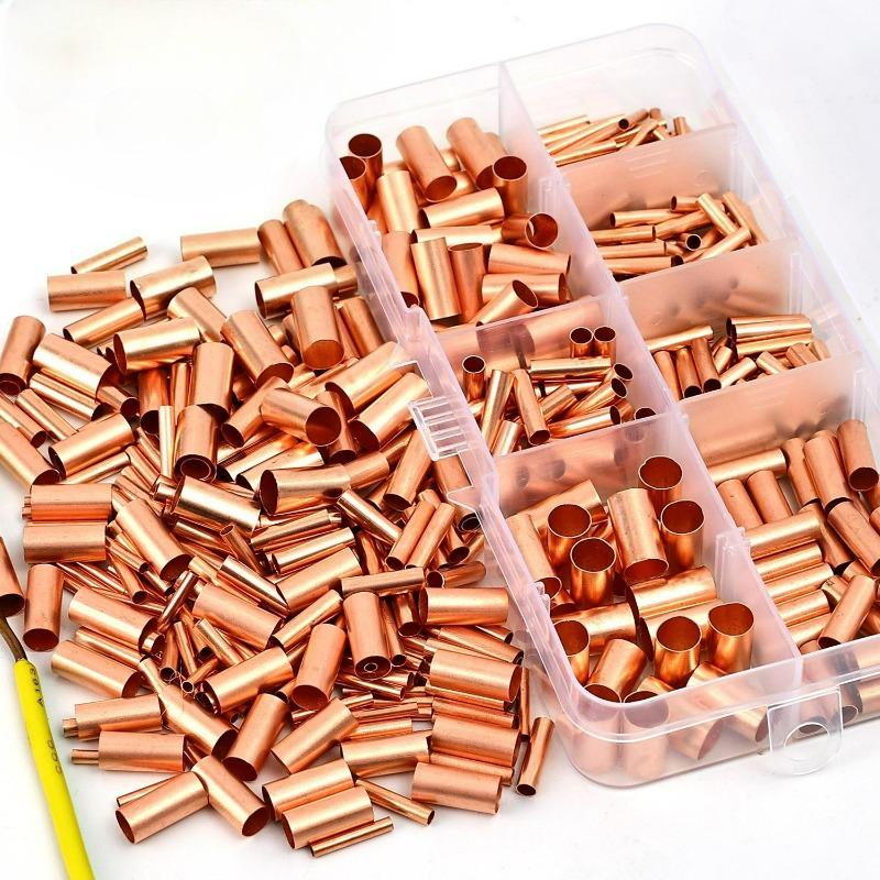 Copper Connecting Pipe Crimp Cold Pressed Cable Ferrule Splice Kits Terminal Cable Lug Wire Joint Copper Tube Connector Sleeves