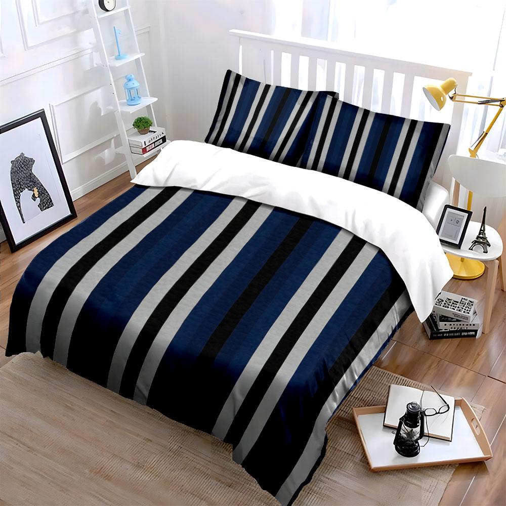 Vertical blue-black stripes. Bedding sets Duvet cover sets Duvet covers Pillowcases(1 * Duvet Cover 2 * Pillowcases without duvet insert)