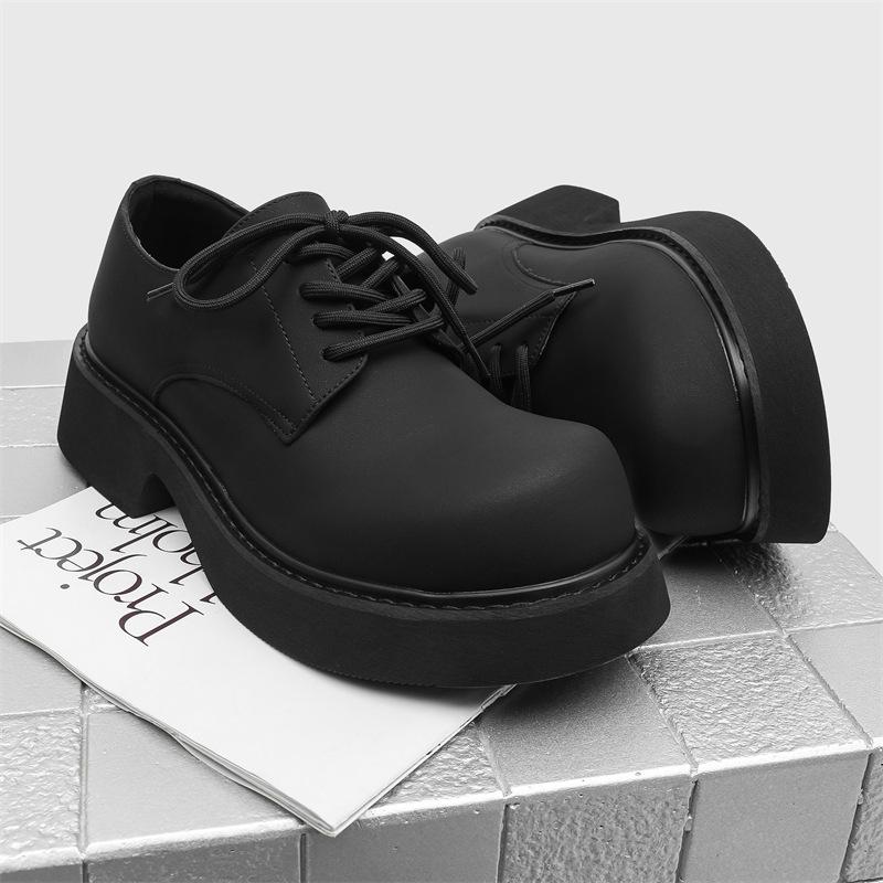 Туфли с большой головой мужские туфли трендовые черные нишевые Микки с высоким чувством дерби на толстой подошве с увеличением роста хулиганские красивые 9522-H