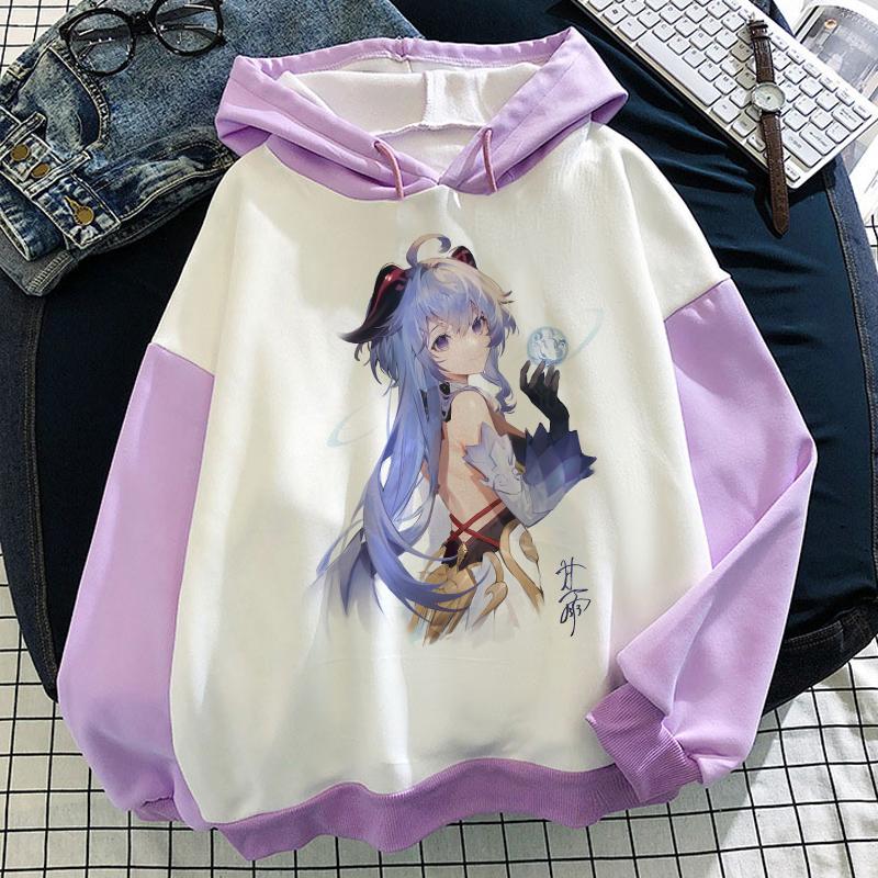 Толстовки для женщин Game Genshin Impact Splicing, 3D свитшот для пар с длинными рукавами, пуловер для косплея, большая толстовка для девочек