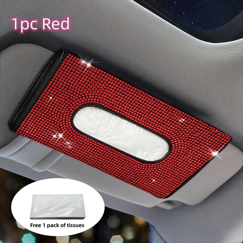 1PC Car sunshade, CD board, tissue box, car paper box, car paper drawer, women's full diamond car interior decoration