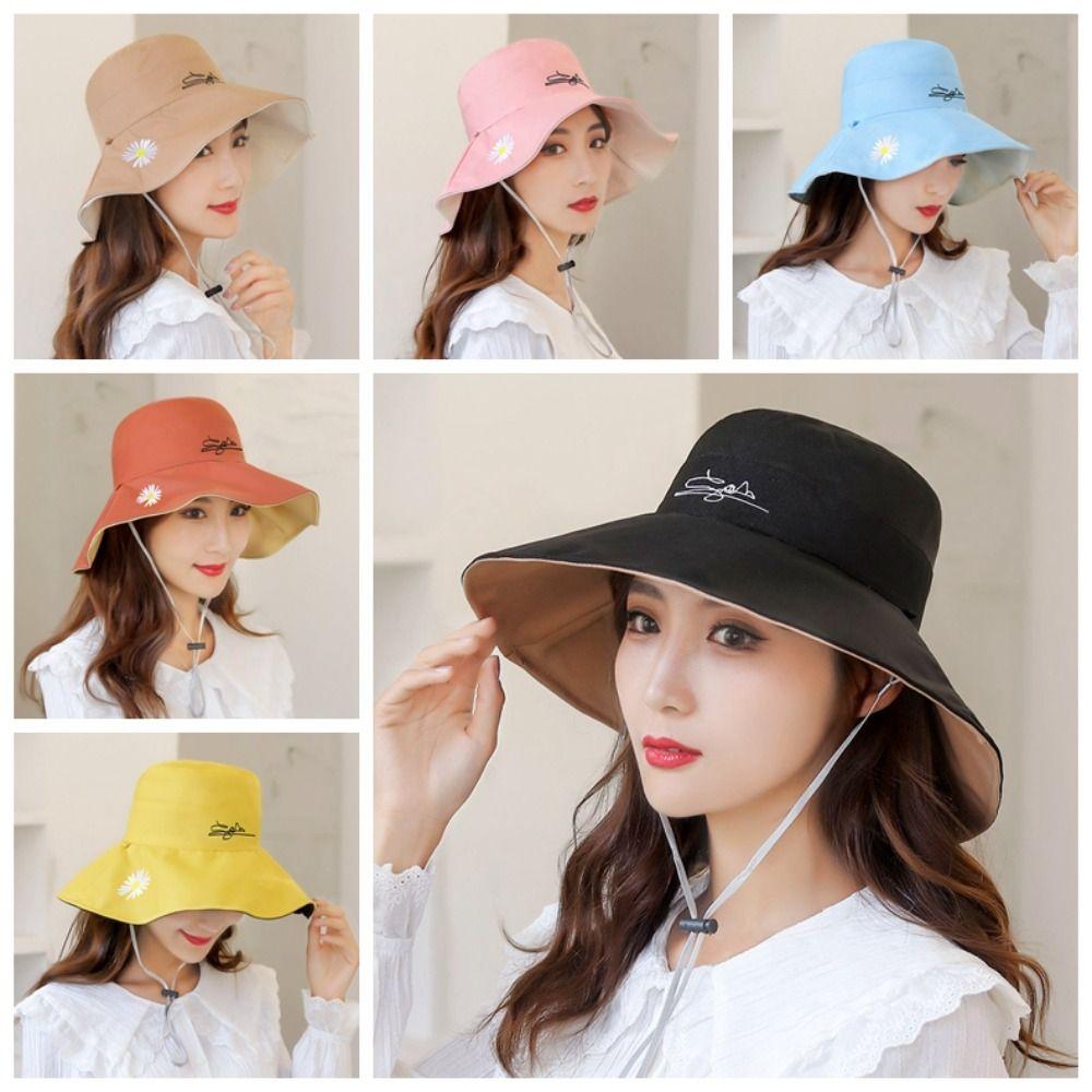 UV Protection Daisy Bucket Hat Sunscreen Fisherman Cap Fashion Outdoor Sun Hat Fishing