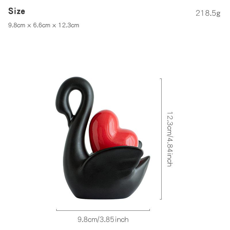 Любящая пара лебедей Орнамент Керамические поделки Золотая скульптура любви Белая керамическая фигурка лебедя ТВ-тумба Аксессуары для домашнего декора