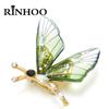 Rinhoo Acrylic Transparent Rhinestone Dragonfly Brooches For Women Vintage Animal Insect Dragonfly Coat Lapel Pins Cute Jewelry
