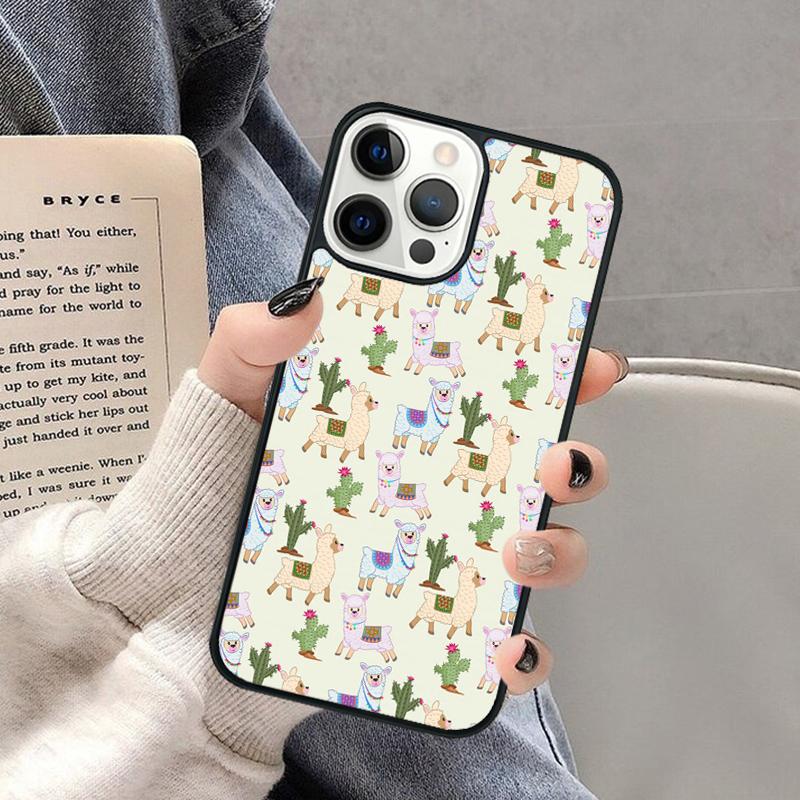 Милый Кавайный Чехол для Телефона с Ламой и Альпакой для iPhone 17 Air 16 16e 15 Plus для Apple 13 11 12 14 Pro Max Cover coque Shell
