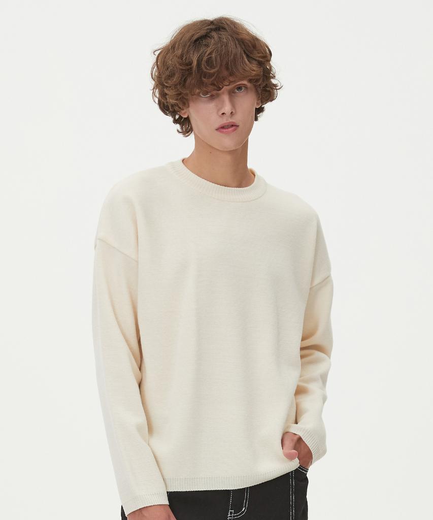 BLOND9 Essential Round Knit Top_Ivory