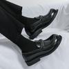 Men Loafers Punk Thick Sole Platform Height Increase Black Dress Prom Blazers Retro Tuxedo Party Shoes Large Size