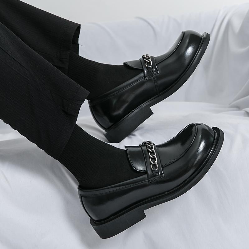 Men Loafers Punk Thick Sole Platform Height Increase Black Dress Prom Blazers Retro Tuxedo Party Shoes Large Size