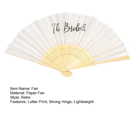 Wedding Handheld Fan Bride And Baidesmaid Bachelor Party Letter Print Retro Strong Hinge