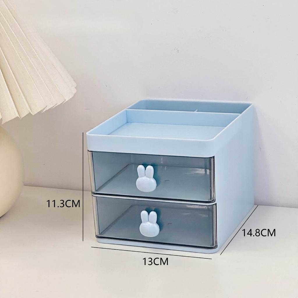 Kawaii Destop Organizer with Sticker Multi-function Lagre Capacity Drawer Stationery Holder Jewelry Hairclip Storage Student