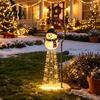 Festive Outdoor Scene Decor Solar Powered Christmas Garden Light, Metal Stake Automatic Charging Patio Lights Star Snowflake Waterfall String