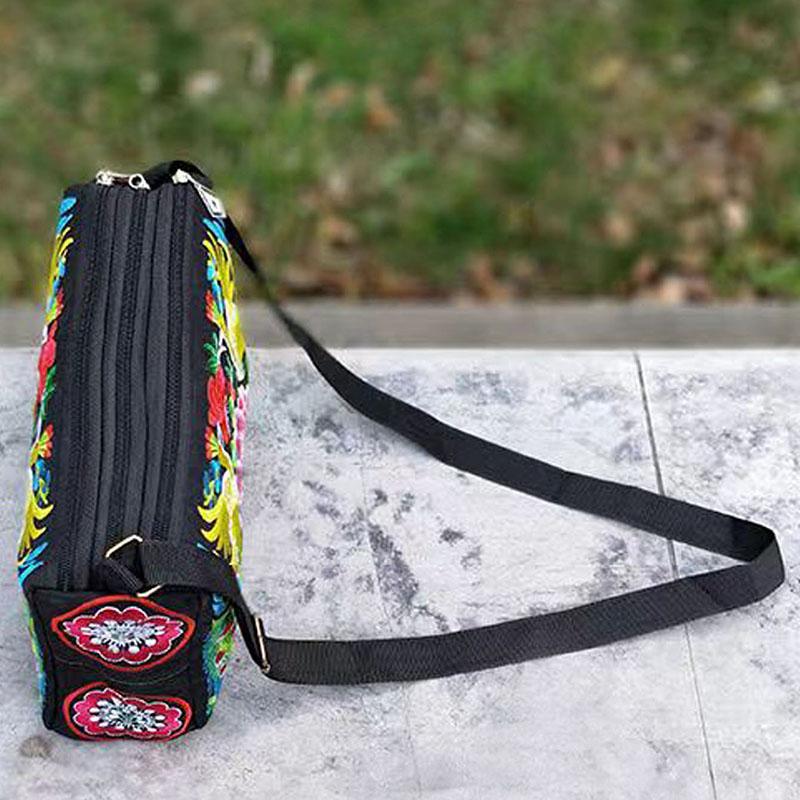 Yogodlns Сумка на плечо Юньнань, сумка с вышивкой в ​​этническом стиле, сумка через плечо, женская сумка, увеличенная тканевая сумка на три молнии, большая вместительная квадратная сумка