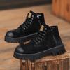 Fashion Men's Leather Shoes Fashion High Top Lace-up Motorcycle Ankle Boots for Men Luxury Designers All-match Winter Boots Man Shoes