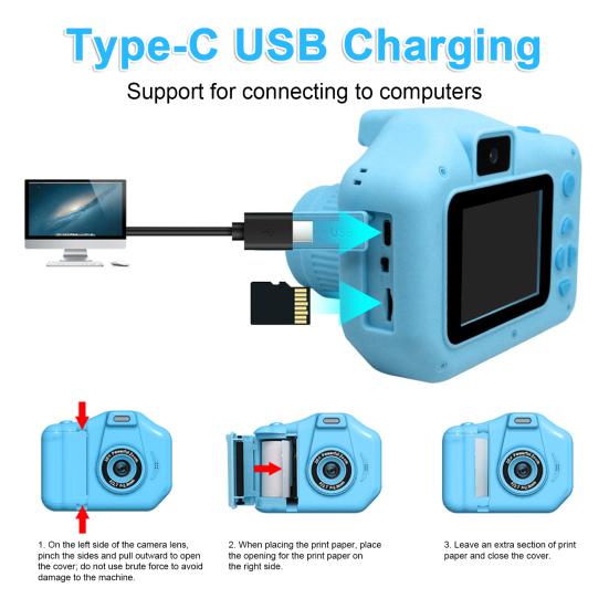 Детская камера с печатью Цифровая игрушка Зеркальная камера HD-совместимая Пиксель с двойными камерами Режим селфи