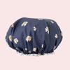 Fashionable Waterproof Double-Layer Cartoon Shower Cap for Women