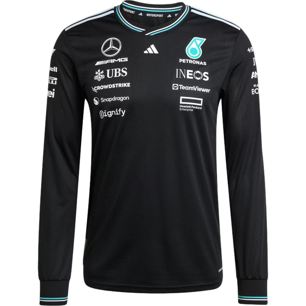 Adidas X Mercedes-Amg Коллаборация Aeroready Ss25 Команда Формулы 1 Petronas F1 Повседневная Приталенная Удобная Футболка с Длинным Рукавом для Гонок JW5359