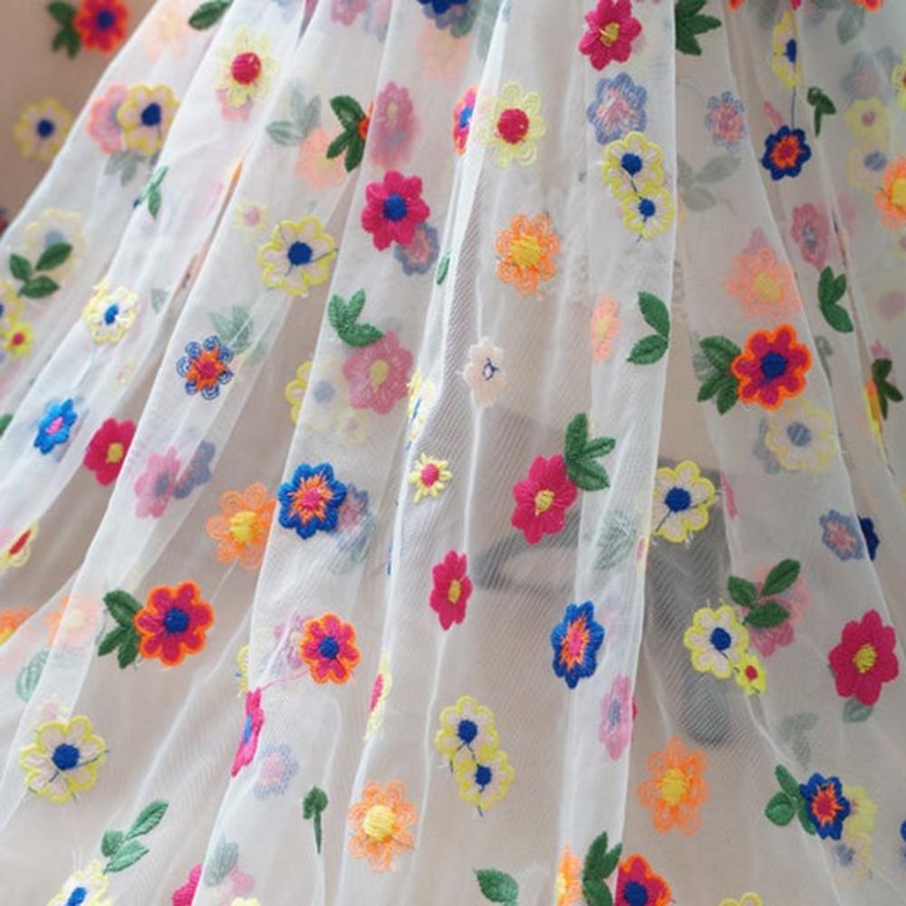 Тюль Цветочная Вышивка Кружево Ткань Разноцветная Сетка Сделай Сам Свадебная Легкая